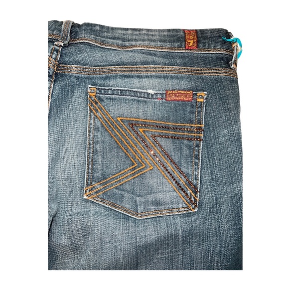 7FAM Flynt Boot Cut Mid-Rise Jeans - 32, rhinestone pockets - Picture 10 of 12